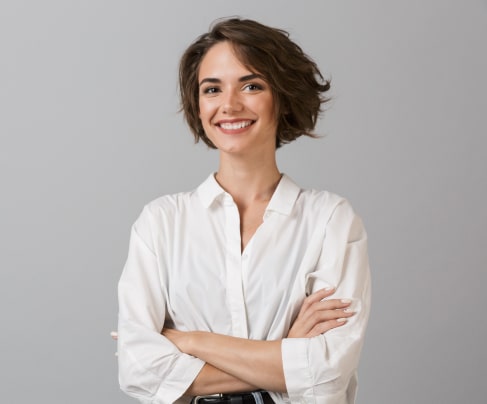 A female employment navigator smiling